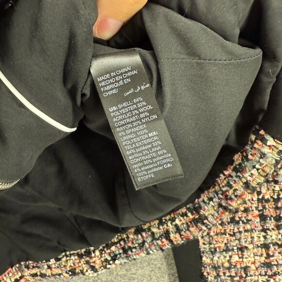 White House Black Market Jacket Women 4P Petite Black Full Zip Wool Collared - Picture 5 of 8